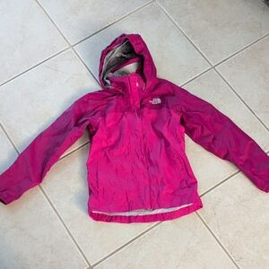 The North Face Girls' Fuchsia Hooded Rain Jacket Wind Breaker Size 10